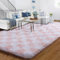 BYBSRLL Grand tapis à carreaux pour salon, chambre à coucher d'enfants et de filles, crèche, dortoir, salon - 240 x 300 cm - Rose clair et blanc