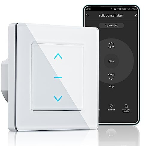 MOES Interrupteur intelligent Wi-Fi pour volet roulant, contrôle en pourcentage de volet roulant, interrupteur tactile Compatible avec Smart Life/Tuya App, Alexa/Google Home