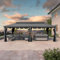 PURPLE LEAF Hardtop Pavillon 3.65 X 7.32 m Alu Pavillon Wasserdicht Stabil Winterfest Gartenpavillon mit Seitenteile 17 m 48 LED Lichterkette Glühbirnen, Hellgrau