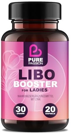 Pure Passion® Libo Booster Femme - Effet immédiat - Capsules pour femme - Hautement dosé avec de la maca, du zinc et de la L-arginine - Sans additifs artificiels - Pour un mode de vie équilibré et