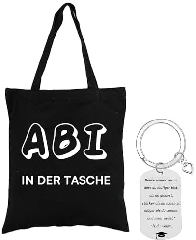 jenich Abitur 2025 Geschenke Abitur Tasche Schlüsselanhänger ABI in der Tasche Schwarz Geschenk zum bestandenen Abitur Prüfung bestanden Geschenk Abiturgeschenk für Junge Mädchen