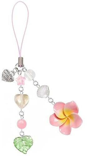 LunarCharm breloque de téléphone avec fleur d'hibiscus, adorable cordon téléphone Y2K, étoile esthétique, accessoires de plage d'été, pochette téléphone, porte-clés, décoration