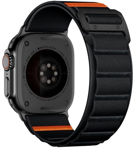 Bandletic Kompatibel mit Apple Watch Ultra 2/Ultra Armband, Nylon Weich Sport Atmungsaktiv Langlebig Breit Band mit G-Haken für Apple Watch Series 10 46mm, 9/8/7 45mm, SE2/SE 6/5/4 44mm, 3/2/1 42mm