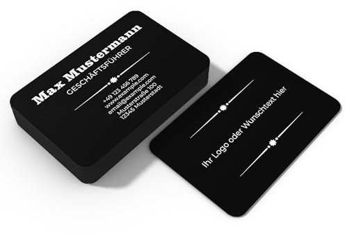 Premium Aluminium-Visitenkarten personalisiert (85x55mm), 0,2/0,4/0,8mm Dicke, hochwertige Gravur, hohe Qualität, selbst gestalten für Business, Unternehmen, Startup (Vintage Business, 0,4mm)