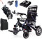 Neu Gradientenfarbe Elektrische Rollstühle, 30 km Reichweite mit 2 Lithium Batterien, Nur 19 kg, 500 W Faltbarer Elektrorollstuhl, Airline Approved, mit Teleskopstiel und Bluetooth Fernbedienung