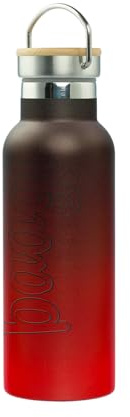 Baagl Trinkflasche Kinder Edelstahl Mädchen 500 ml - Gradient Rot-Schwarz | Auslaufsichere Thermosflasche mit Bambusdeckel dient als BPA-freie Wasserflasche und Thermoskanne für den Kindergarten.