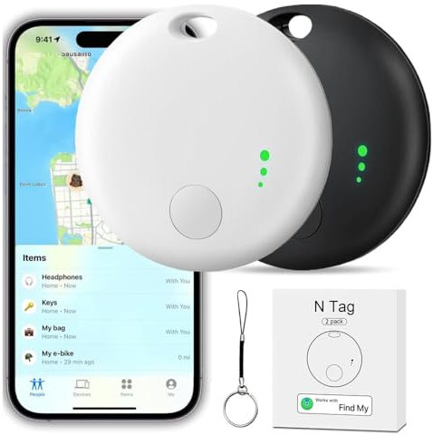 Localisateurs d'objets Lot de 2, Smart Key Finder Traqueur Tag, Compatible avec Find My (Uniquement iOS), Localisateur de Clés Tracker GPS Mini Traceur pour Voiture Valise Enfant Chat Chien Clés