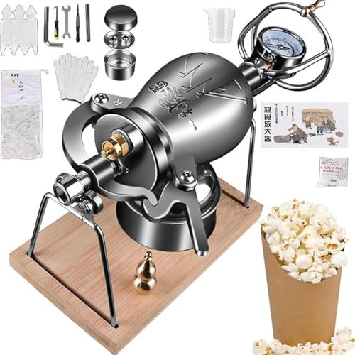 MáQuina Hacer Palomitas MaíZ Alta PresióN, MaíZ, con CalefaccióN por Fuego Acero Inoxidable para Fiesta En Casa (300ml)
