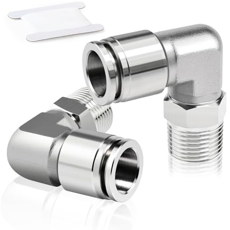 ERGAOBOY 2 pezzi 4 mm diametro esterno tubo x 1/8 filettatura BSP gomito esterno raccordi a innesto rapido in acciaio inossidabile 304 raccordi pneumatici a innesto rapido
