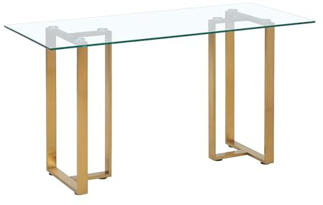 PASCAL MORABITO - Bureau en Verre trempé et Acier Inoxydable - Transparent et doré - NILESA de