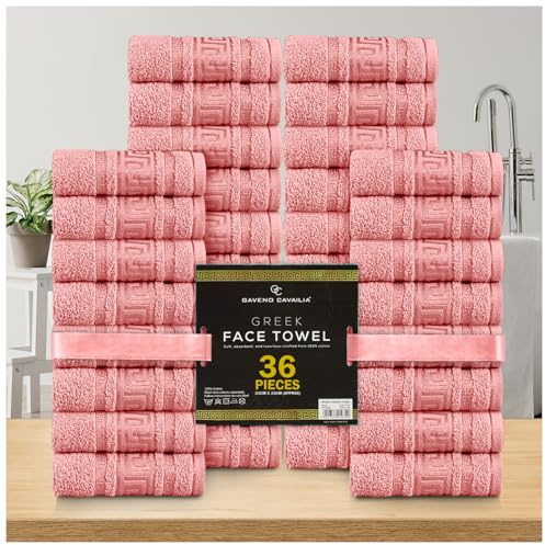 GC GAVENO CAVAILIA 100% Cotton Face Cloths Towels | Ultra-Soft 36 Pack Flannel Face Cloth for Makeup Removal & Skincare | Reusable Wash Cloths |Durable Face Towels for Hotel, Spa, Gym 33x33cm, Pink