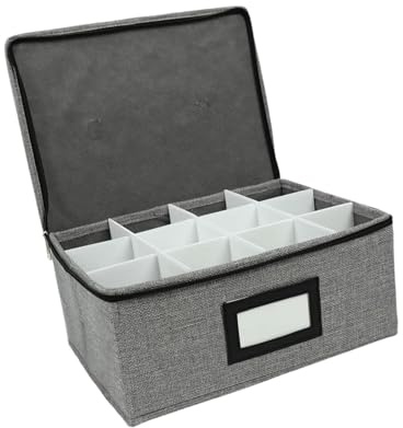 Fiocias Boîte de Rangement pour Verres à Vin, Housse de Protection en Polyester, Sac de Rangement Organisateur Multifonction, Idéale pour Déménagement et Organisation des Placards