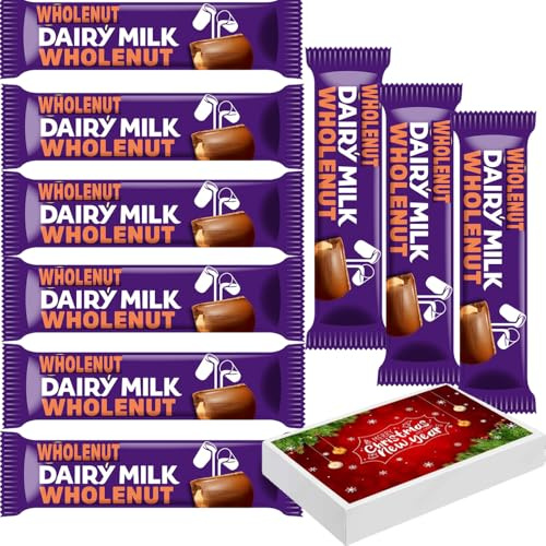 Dairy Milk Wholenut Chocolate Bar 45g With Gift Box - Creamy Milk Chocolate With Crunchy Whole Hazelnuts - cdb (20 x Bars)
