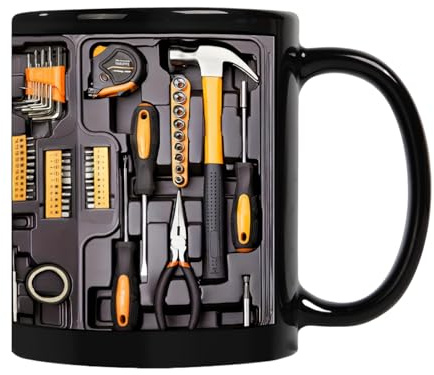 Croovepi Taza de Café Mecánica de 325 ml, Caja de Herramientas de Cerámica, Regalo para Hombres