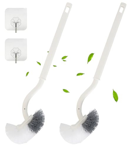 WC Bürsten,2 Stück,Toilettenbürste ohne Halter, Bürstenkopfbreite 7cm,Gebogene Toilettenbürste mit Randreiniger,Klobürste mit Edelstahlgriff,Praktisches Toilettenbürstenset für gründliche Reinigung