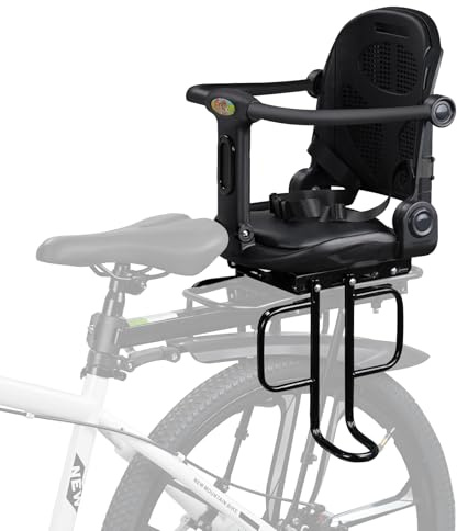 SNMUMU Rear Child Bike Seat, Rear Wraparound Kid Bike Seat Adjustable Backrest Arc Height with Harness and Pedals, Toddler Bike Seat for Adult Bicycles, Perfect for Children 6 Months to 5 Years