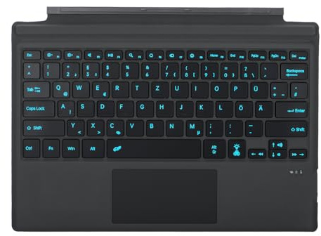 Seagtigau Deutsche QWERTZ Layout Tastatur für Microsoft Surface Pro 7+/7/6/5/4/3, 12.3 Zoll - Ultraflaches, beleuchtetes Bluetooth Type Cover mit Multi-Touchpad, aufladbar (Schwarz)