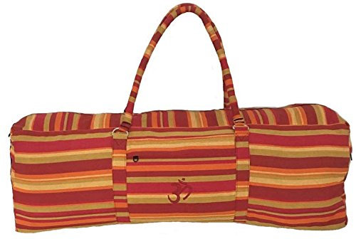 maylow - Yoga mit Herz® Yogatasche Yoga Tasche 100% robuste Baumwolle Yogamatten (Streifen orange)