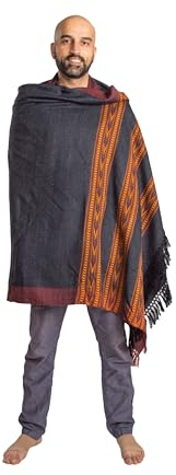 Om Shanti Crafts Meditation oder Gebetsschal oder einfarbige Decke, Wollschal, Wickeltuch, Oversize-Schal, Unisex, grau dunkel, 7.5' x 3.5'