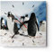 Modern Wanduhr Pinguine Winter Natur Schnee 30x30cm Quadrat Klein Wand Uhr Glas Analog Zimmeruhren Küche Büro Wohnzimmer Glasuhr Wall Clock Dekoration Design Wanddekoration Küchenuhr C3AC30x30-2974