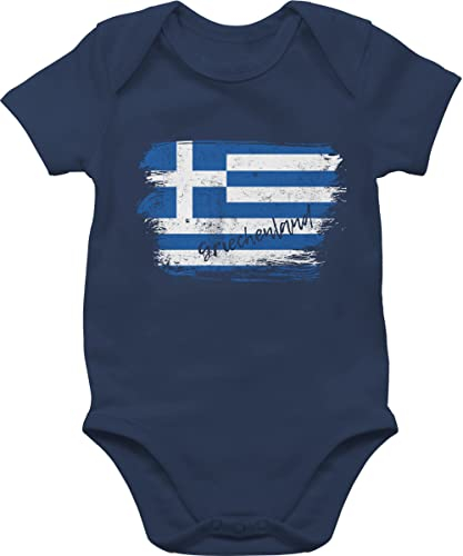 Shirtracer Baby Body Junge Mädchen - 2024 Fussball EM Fanartikel - Griechenland Vintage - 3/6 Monate - Navy Blau - strampler städte griechisch babyklamotten fußballer europameisterschaft griechische