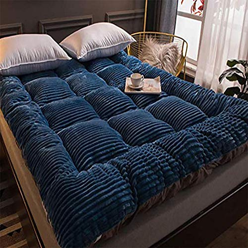 MSM Matratzen-Topper,Milch Kaschmir Tatami Matratze Faltbare Japanisch Bodenmatratze Weich Verdicken Futon Matratze Königsblau 120x200cm/47x79inch