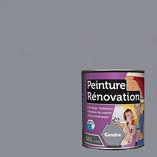 Peinture rénovation surface difficile, Direct sans sous-couche, carrelage, meubles de cuisine, radiateurs, électroménager, de MadeInNature (0.5 litre pour 3 m² en 2 couches, Cendre) fabriqué par Reca