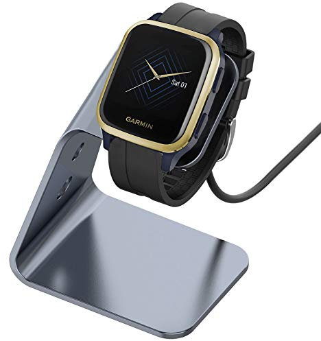Giaogor Compatible Charger Dock for Garmin Venu Sq, Aluminium Charging Stand with USB Power Adaptor Cord, Gray