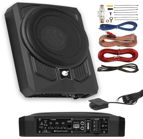Planet Audio P10AWK Amplified Car Subwoofer - 1000 Watts, Low Profile, 10 Inch Subwoofer, 8 Gauge Amplifier Installation Kit Included. Great for Vehicles That Need Bass But Have Limited Space