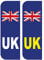 Pack of 2 UK Car Stickers UK Flag Reg Plate Self Adhesive Vinyl for Car Van Lorry 104mm by 36mm