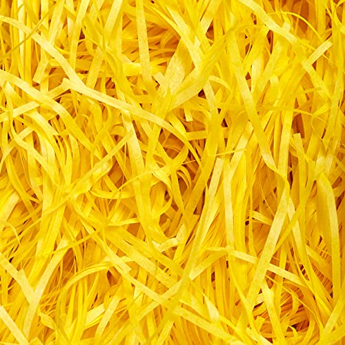 500g Geschreddertes Papier Gelb, Papier Füllmaterial für Pakete, Weiches Geschenk Füllmaterial für Geschenkbox/Körbe und Karton, Bieten Guten Schutz und Dekoration für Geschenke