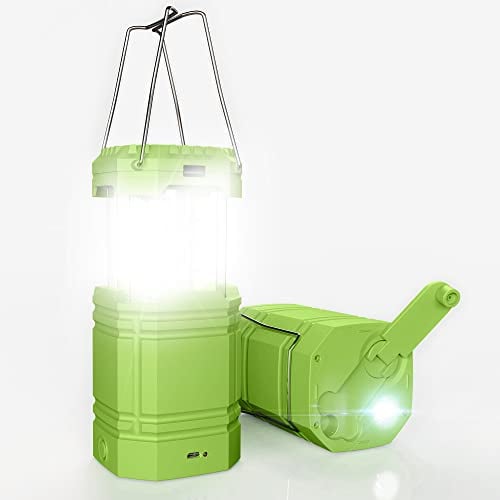 Farol de Solar Camping Recargable con Manivela, Linterna LED con 3 Vías de Energía, Banco de Energía de Emergencia de 3000mAh, Lámpara de Luz Impermeable para Senderismo, Kit de Supervivencia