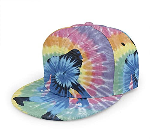 Oaieltj Unisex Baseball Cap Damen Herren Einstellbare Snapback Flat Bill Brim Baseball Cap Cool Hip Hop Hat, Tie Dye Peace Bigfoot Batike., One size