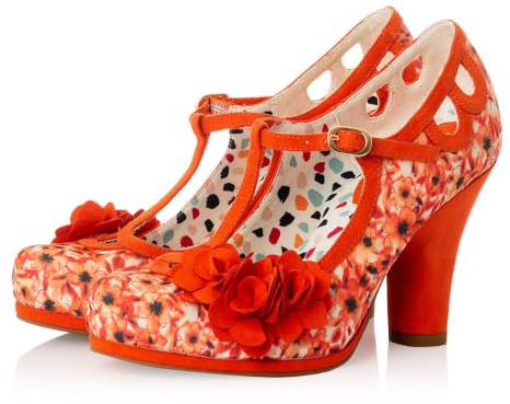 Ruby Shoo Womens Valerie Orange T-Bar Shoe with Platform