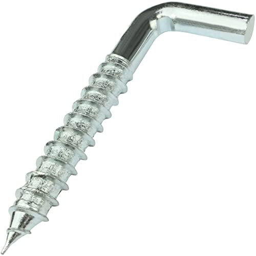 Aerzetix - C58026 - Set di 10 ganci per avvitare a forma di L Ø8x60mm - gancio con vite autofilettante - in acciaio zincato - colore argento