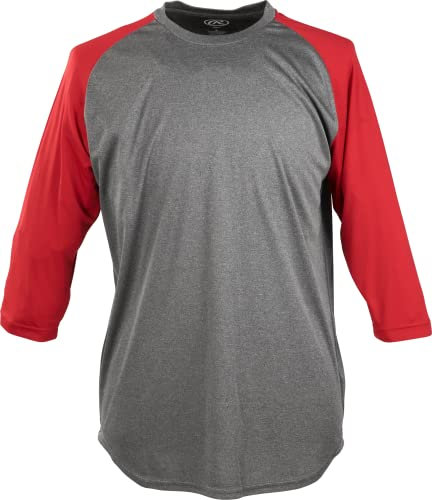 Rawlings Herren 3/4-Arm Shirt Hemd, Graphit/Scarlet, XX-Large