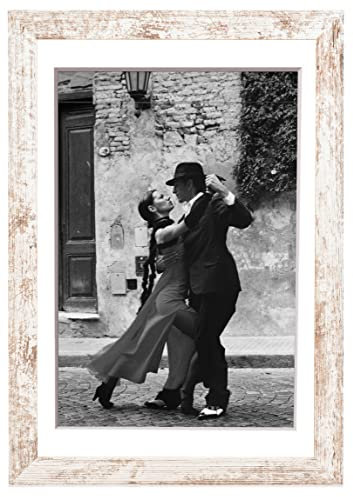 Stallmann Design Bilderrahmen mit Passepartout 60x80 cm (Bild 50x70) | Farbe: Vintage | 30 mm starke Rahmenleiste