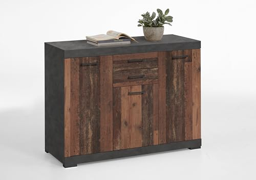 möbelando Kommode in Old Style dunkel - 120x90x50cm (BxHxT)