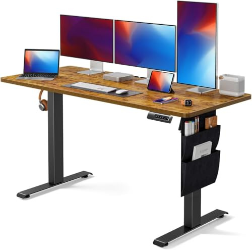 Marsail Elektrischer Stehpult, höhenverstellbar, mit Aufbewahrungstasche, für Studium, Schreibarbeiten, 4 Speichervoreinstellungen mit Kopfhörerhaken, 140 x 61 cm