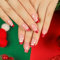 JUSTUSNX 24pcs Faux Ongles de Noël Rouges Stripe Carré Court à Presser Pour Femmes et Filles