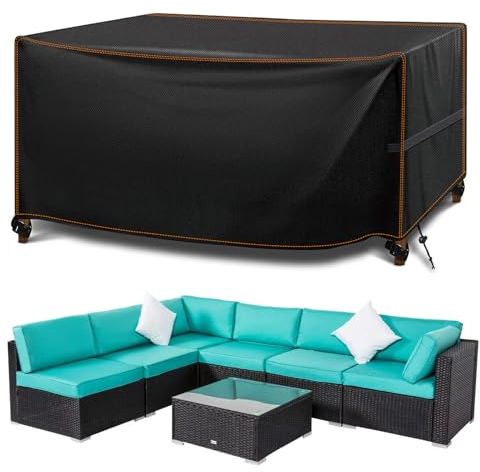 MUPAS Abdeckung Gartenmöbel Winterfest Wasserdicht 420D Oxford Gewebe Schutzhülle Gartenmöbel für Gartentische Terrassenmöbel Rechteckig Kommt mit Aufbewahrungstasche 230 x165 x70cm