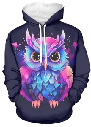WELLFLYHOM Damen-Kapuzenpullover mit süßem Tierdruck, Kordelzug, langärmelig, Pullover mit Tasche