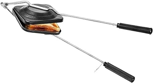 Gas-Toaster aus Aluminium, antihaftbeschichtet, Sandwich-Maker, Sandwichtoaster, Grilltoaster auf Gasherd, Schwarz