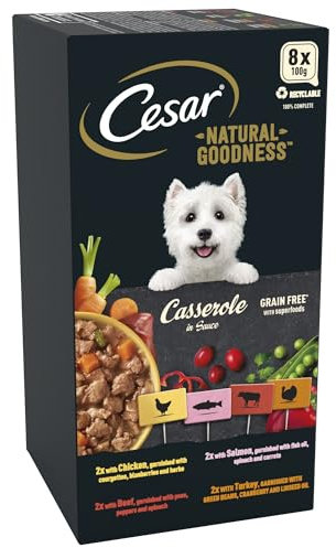 Cesar Natural Goodness Casserole Mixed Selection- Wet Dog Food - for Adult Dogs - in Gravy - 24 x 100 g