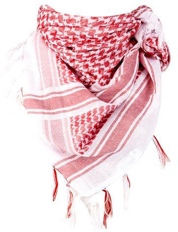 FREE SOLDIER Halstuch/Kopftuch Shemagh,Palituch Taktischer Schal Arabischer Wüsten Schals Herren Palästinenser Arafat-Tuch, 110 x 110 cm(Rot-weiß)