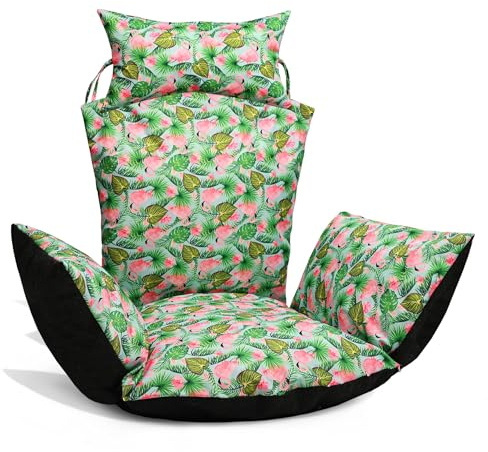 MG Design Hängesessel Kissen mit Buntem Muster – Outdoor Auflage mit Kopfstütze & Bindeschnüren, wetterfest & komfortabel gefüllt