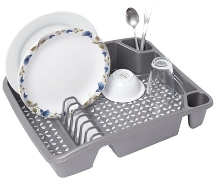 VR7 Dish Drainer Rack for Kitchen Perfect for Plates Cups Large Size Dish Drying Rack Silver