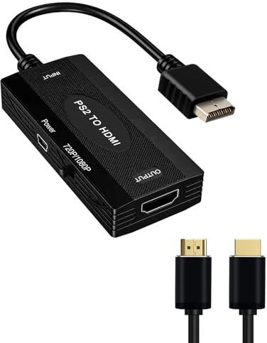 musou Adaptateur PS2 vers HDMI, convertisseur de câble HDMI PS2 prend en charge l'écran 4:3/16:9, fonctionne pour PlayStation 1/PlayStation 2 HD Link Cable