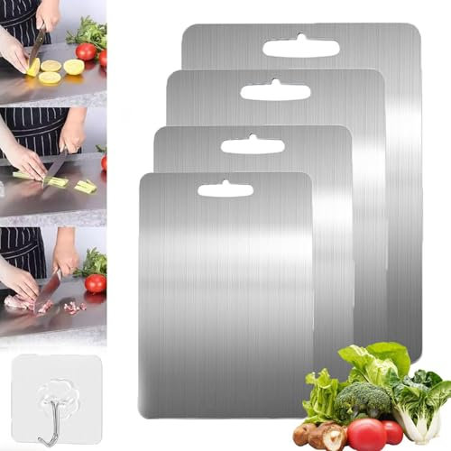XBSSLIY Yamato Cutting Board, Yamat 100% Pure Titanium Cutting Boards for Kitchen, Double-Sided Food Grade Meat Cutting Board with Scratch-Resistant Knife-Friendly Surface (S: 29 * 20cm/11.4 * 7.9in)