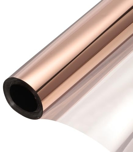 sourcing map Reflective Window Film One Way Daytime Mirror Privacy Film Sun Block Explosion-Proof PET Material Glass Paper Door Covering Stickers, Brown Silver 17.5x13.1'